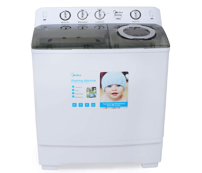 Midea MTE160 14 Kg Twin Tub Semi Automatic  Washing Machine - White   - Zoom Image 1