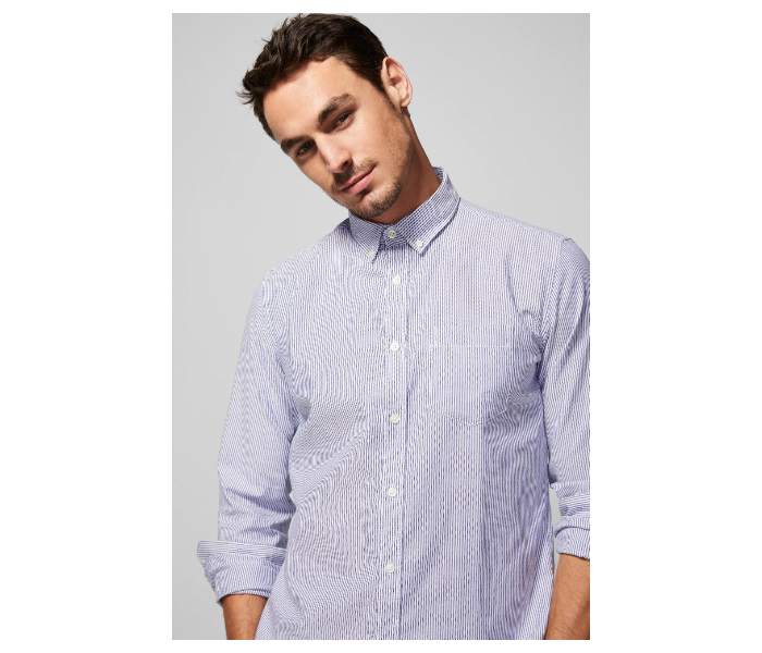 Springfield 094492011 Small Long Sleeve Casual Stripped Shirt for Men - Light Blue - Zoom Image 1