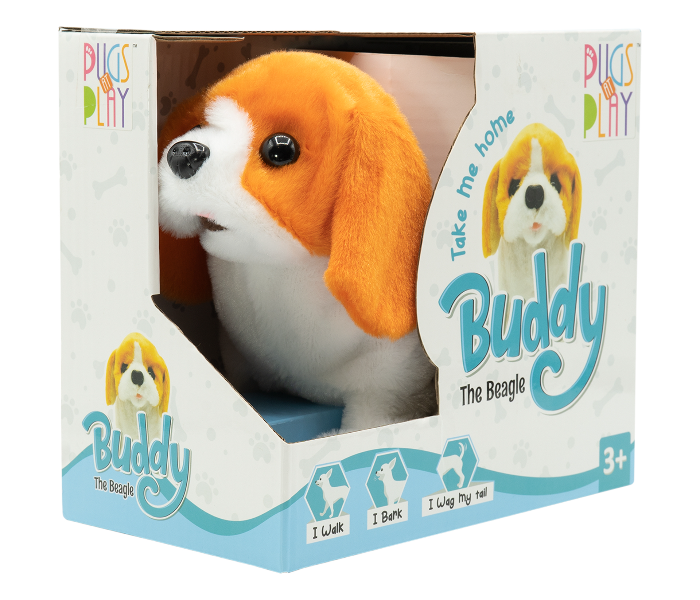 Pugs At Play ST-PAP03 Buddy Dog Toy for Kids - White and Brown - Zoom Image 6