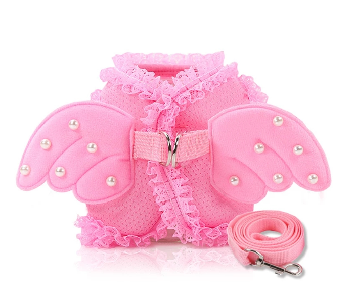 OEM Size Medium Pearl Cute Angel Wing Princess Pet Dog and Cat Harness Pet Vest with Adjustable Leash for Small Dogs - Pink - Zoom Image 4