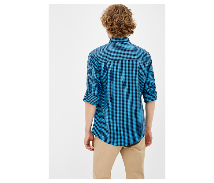 Springfield 033649184 XXXL Long Sleeve Checked Shirt for Men - Blue - Zoom Image 3