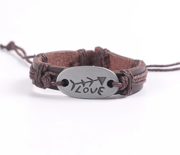 OEM Multilayer Casual Leather Retro Punk Bracelet - Brown - Zoom Image