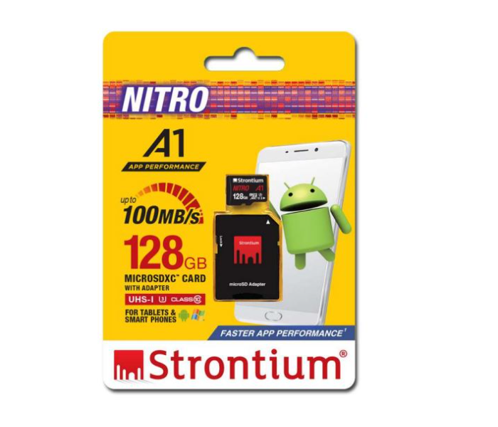 Strontium SRN128GTFU3A1A 128GB Nitro A1 MicroSD Card with Adapter - Black - Zoom Image 2