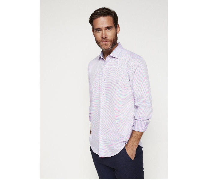 Springfield 151340082 Small Long Sleeve Stipped Business Shirt for Men - Blue and Pink - Zoom Image 4