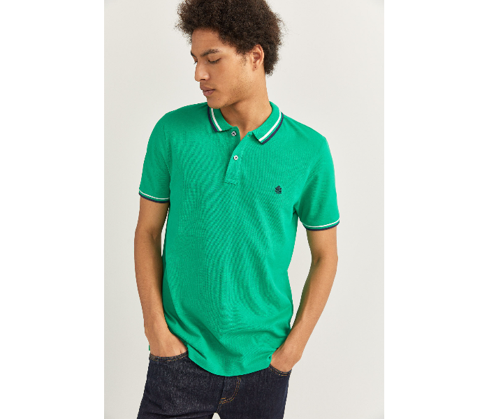 Springfield 143773922 Medium Basic Slim Fit Polo Shirt for Men - Green - Zoom Image 2