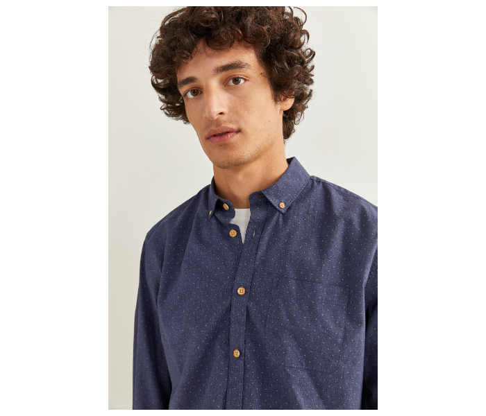 Springfield 028941819 Large Mircoprint Long Sleeve Shirts for Men - Blue - Zoom Image 2