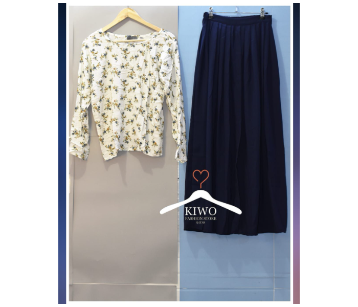 Kiwo KIWO121 XXL Top and Skirt - White and Blue - Zoom Image