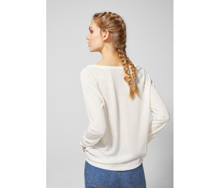 Springfield 676408896 Medium Plain Long Sleeve T-Shirt for Women - White - Zoom Image 3