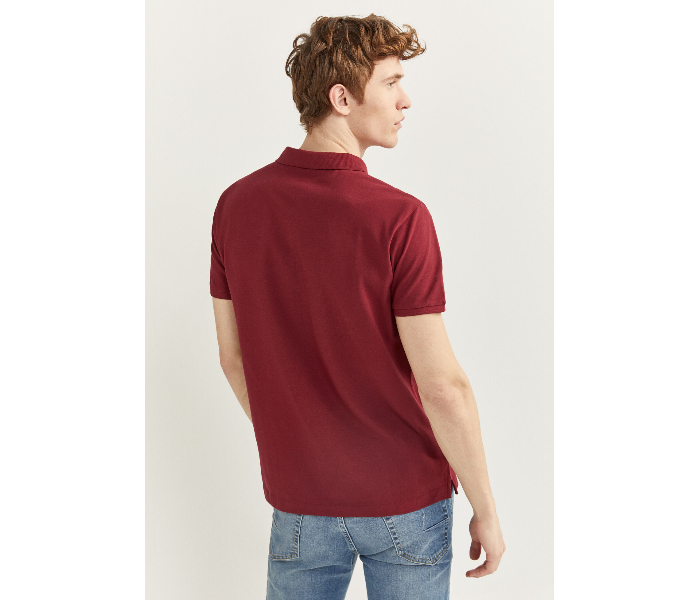 Springfield 143759369 Medium Basic Slim Fit Polo Shirt for Men - Maroon - Zoom Image 3