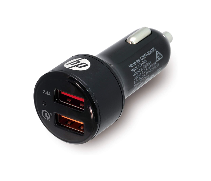 HP HP049GBBLK0TW Dual Port Car Mobile Charger - Black - Zoom Image