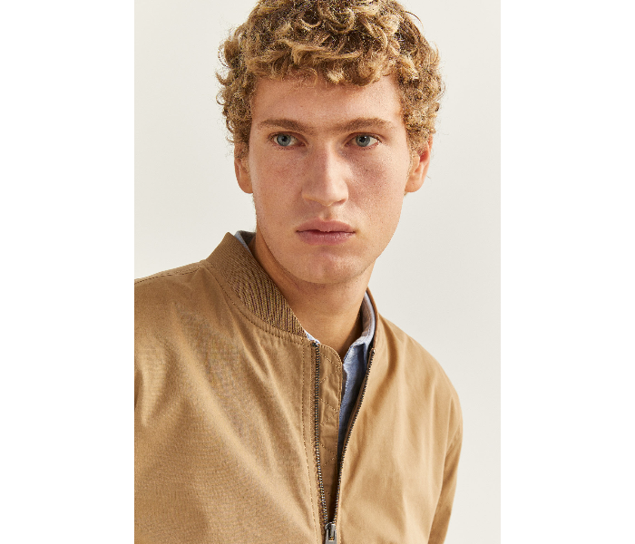 Springfield 283940754 Small Cotton Sports Jacket for Men - Camel - Zoom Image 4