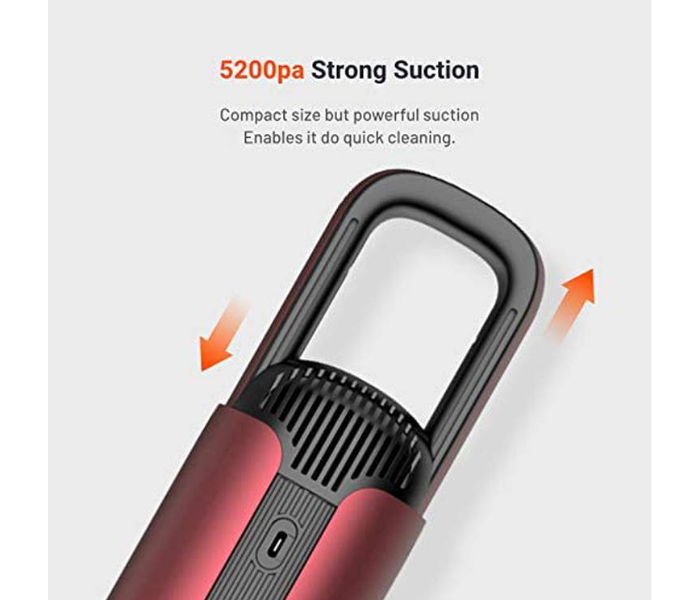 Porodo PD-VACPOR-RD 80W Handheld Portable Cordless Vacuum Cleaner - Red - Zoom Image 4