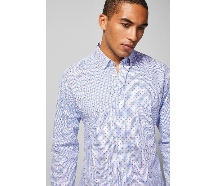 Springfield 151452014 Small Long Sleeve Stipped Business Shirt for Men - Medium Blue - Zoom Image 2