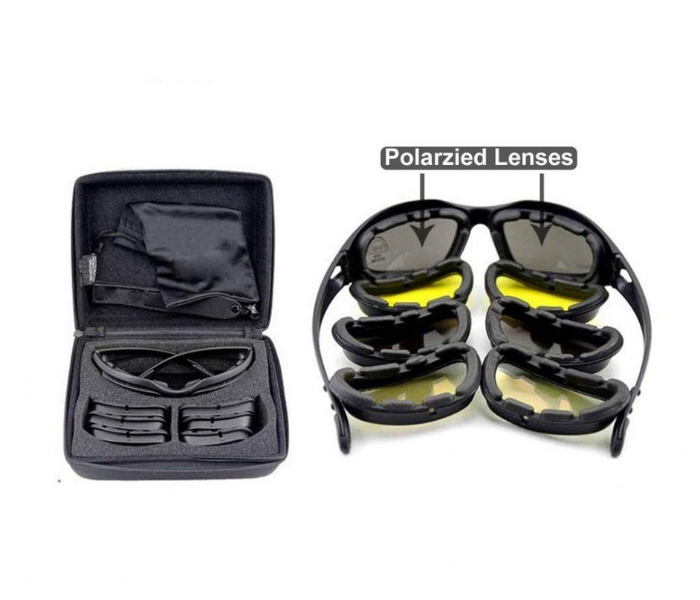 Daisy Tactical Outdoor Goggles Multi-Lens Sunglass - Black - Zoom Image