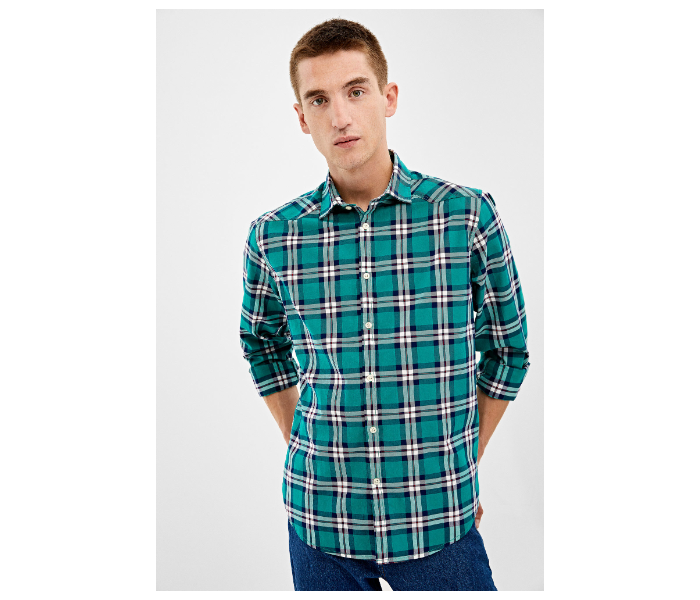 Springfield 033645921 Extra Small Long Sleeve Checked Shirt for Men - Green - Zoom Image 2