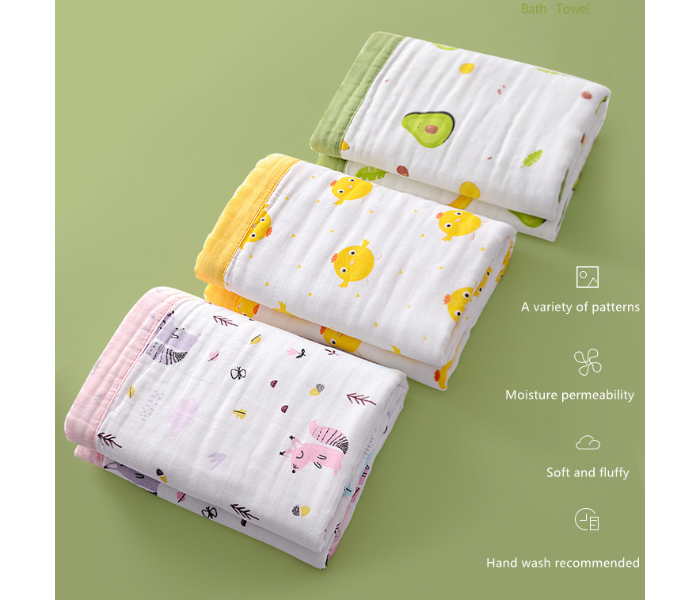 Phoenix MUSBLNK6LY 6 Layer Muslin Cotton Baby Swaddle Blanket - Yellow Border(Cow Print) - Zoom Image 6