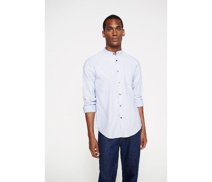 Springfield 027355416 Small Long Sleeve Plain Shirt for Men - Light Blue - Zoom Image 1