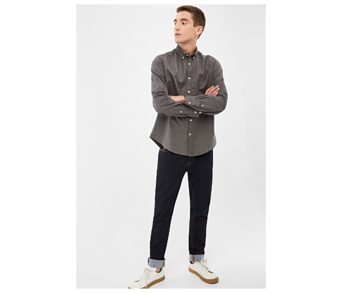 Springfield 027661843 Extra Small Long Sleeve Plain Shirt for Men - Dark Grey - Zoom Image 1