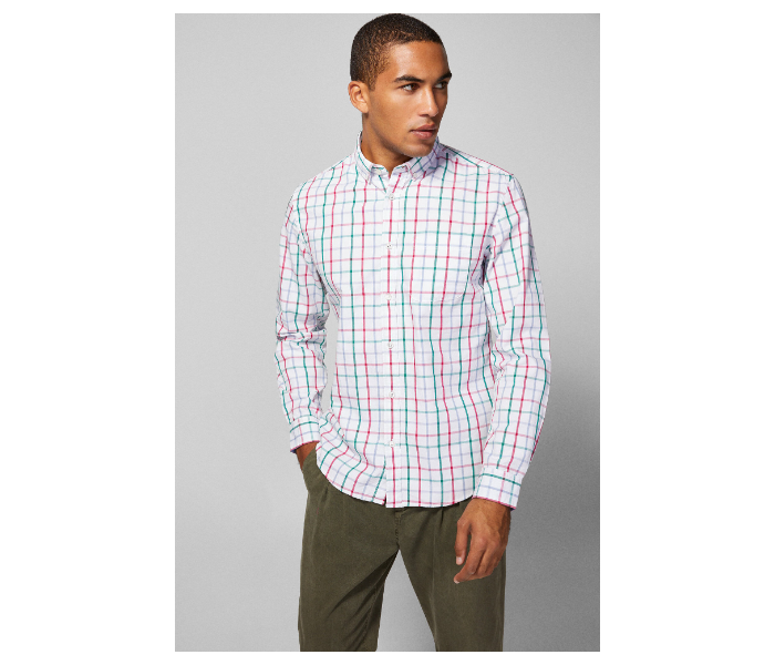 Springfield 033485599 Extra Small Long Sleeve Checked Shirt for Men - White - Zoom Image 1