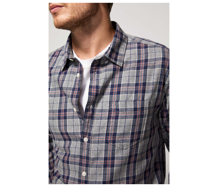 Springfield 033495243 Extra Small Long Sleeve Checked Shirt for Men - Dark Grey - Zoom Image 2