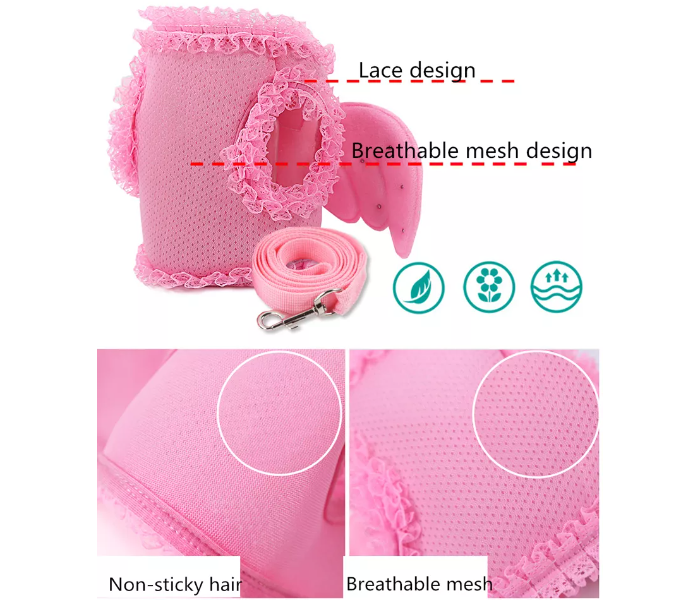 OEM Size Large Pearl Cute Angel Wing Princess Pet Dog and Cat Harness Pet Vest with Adjustable Leash for Small Dogs - Pink - Zoom Image 6