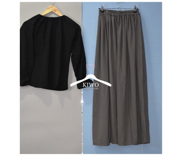 Kiwo Large Full Sleeve Top with Long Skirt - Black and Grey - Zoom Image