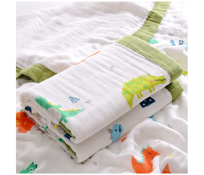 Phoenix MUSBLNK6LY Cartoon Printed 6 Layer Muslin Cotton Baby Swaddle Blanket - Green Border(Avacado Print) - Zoom Image 1