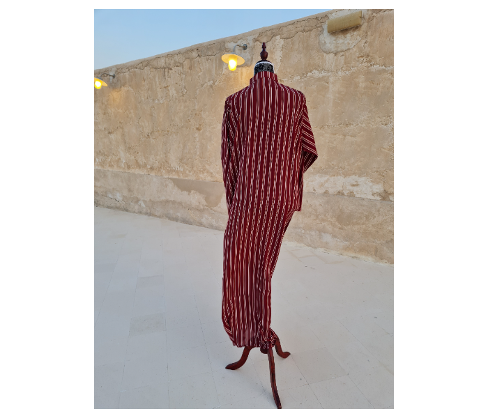 Casting Pearls ILHAM Formal Wears Small Street Style Abaya With Maroon Outer Stripes - Maroon - Zoom Image 4