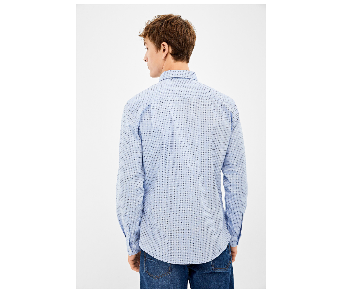 Springfield 028683416 XXXL Mircoprint Long Sleeve Shirts for Men - Light Blue - Zoom Image 2