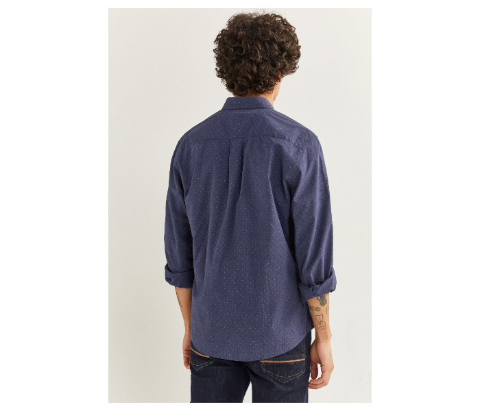 Springfield 028941819 Large Mircoprint Long Sleeve Shirts for Men - Blue - Zoom Image 3