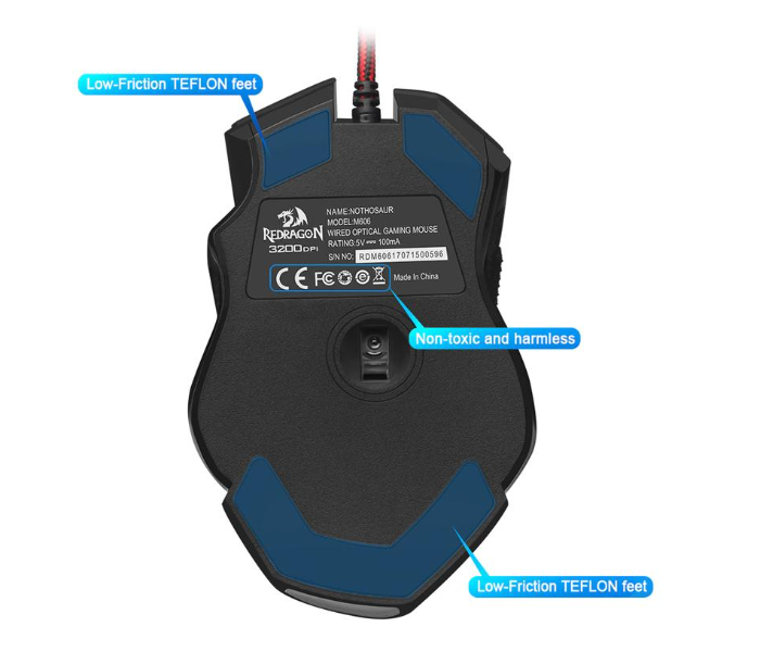 Redragon Nothosaur M606 Wired Laser Gaming Mouse - Black - Zoom Image 4