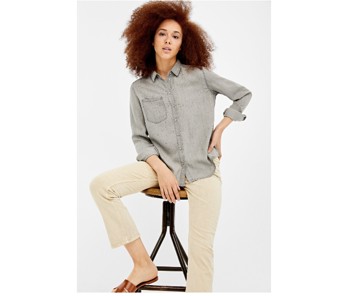 Springfield 679570642 Size 36 Long Sleeve Blouse for Women - Grey - Zoom Image 1