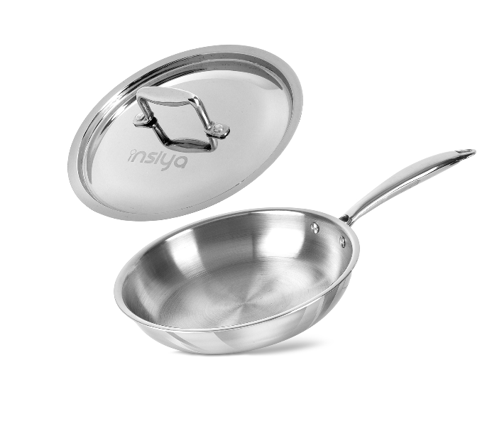 Insiya SVI-I04 22cm 1.3 liters Platinum Cookware Triply Stainless Steel Frypan with Lid - Silver - Zoom Image 1