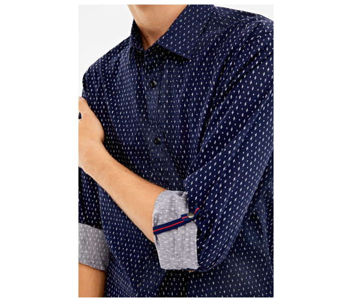 Springfield 028676112 Medium Mircoprint Long Sleeve Shirts for Men - Medium Blue - Zoom Image 2