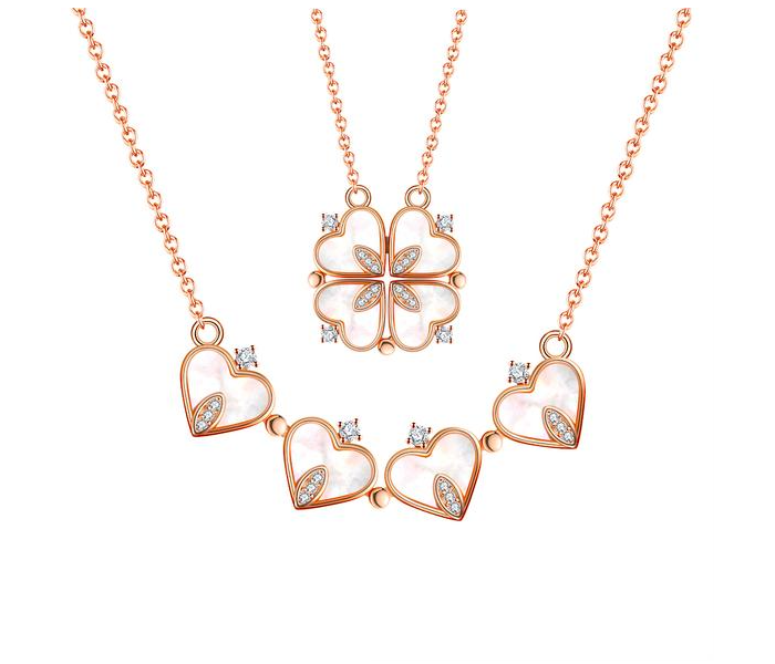  FN-Leaf Clover Heart 2 in 1 Magnetic Pendant Necklace for Women and Girls - Zoom Image 1