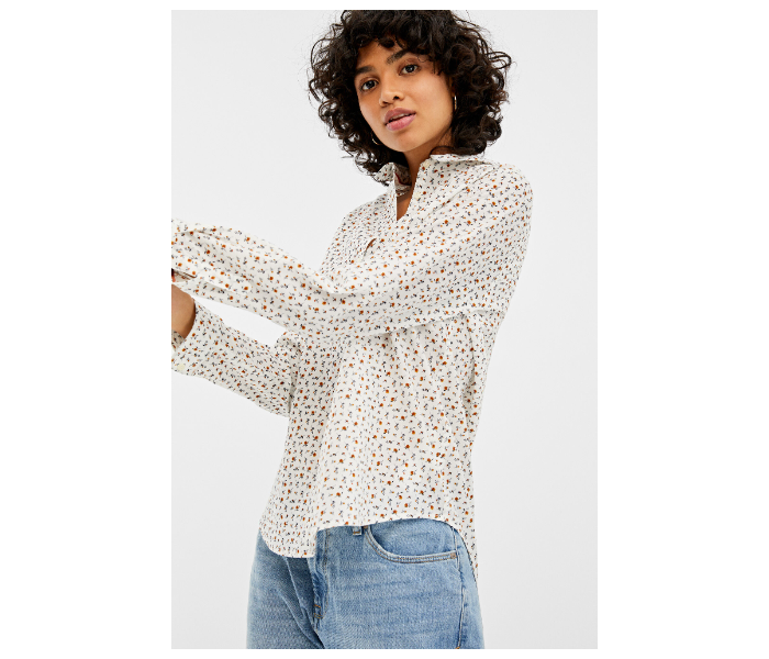 Springfield 679642797 Size 42 Print Design Long Sleeve Blouse for Women - White - Zoom Image 1