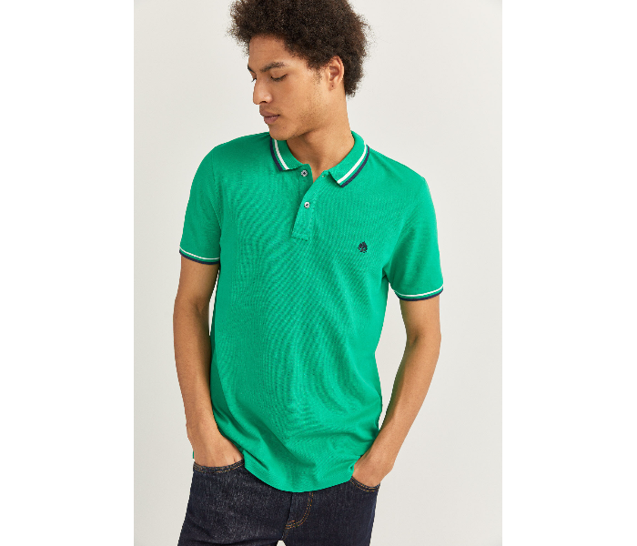 Springfield 143773922 XXL Basic Slim Fit Polo Shirt for Men - Green - Zoom Image 2