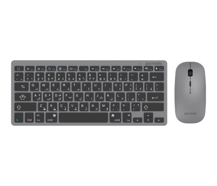 Porodo PD-BTKBMCO-GY Wireless Super Slim and Portable Bluetooth Keyboard with Mouse - Gray - Zoom Image 1