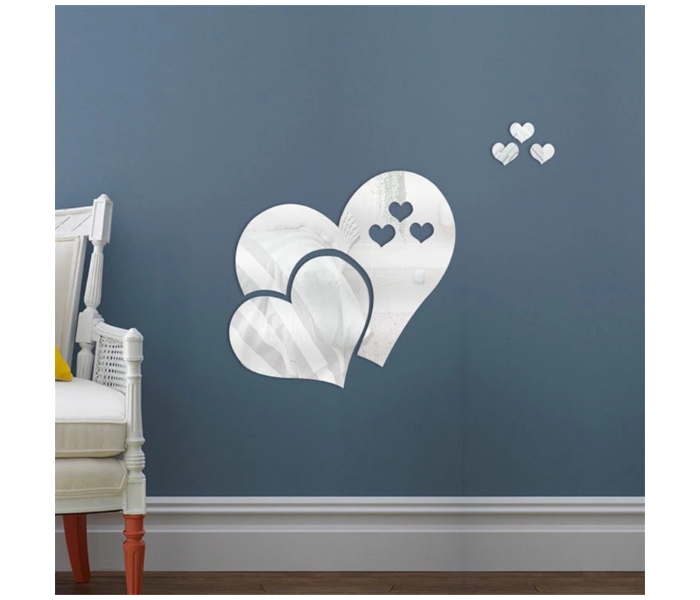 OEM Room Art Heart Pattern Mirror Wall Sticker - Silver - Zoom Image 3