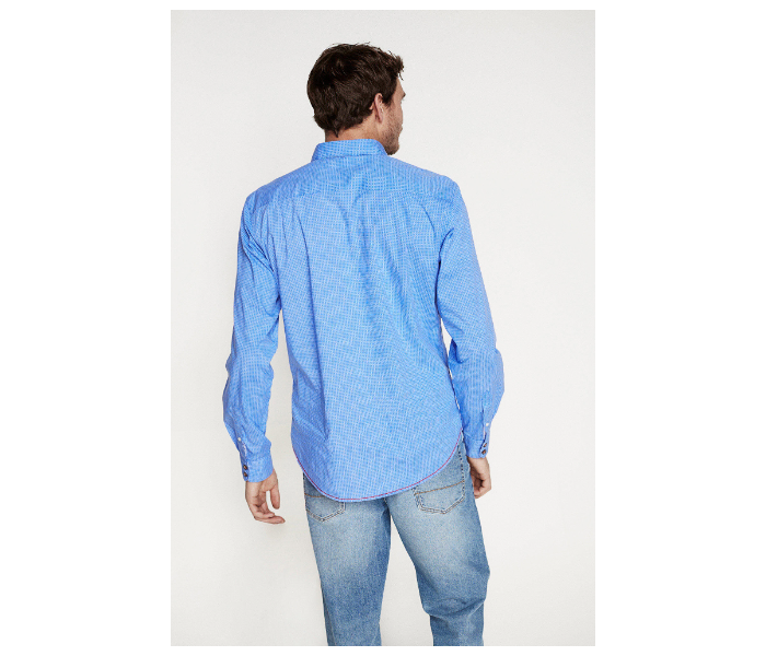 Springfield 028382714 Large Mircoprint Long Sleeve Shirts for Men - Medium Blue - Zoom Image 3