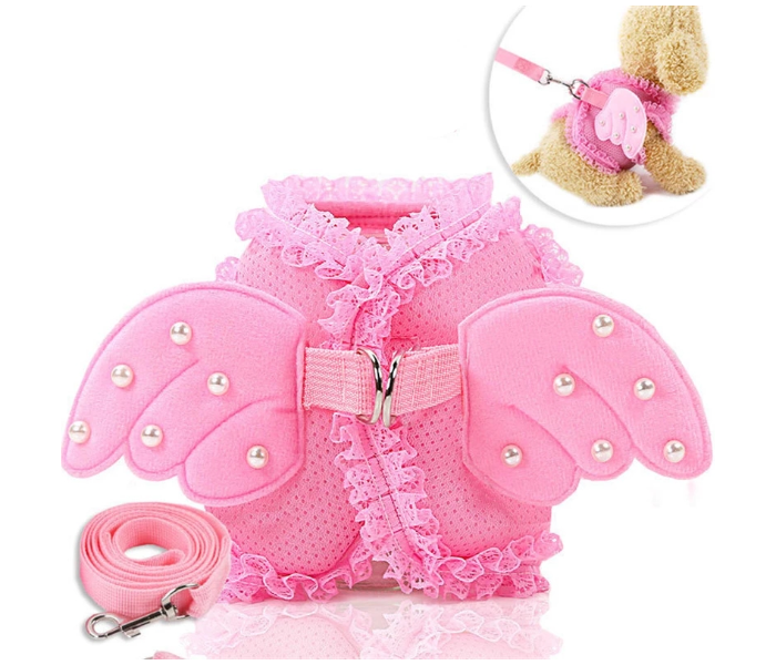 OEM Size Large Pearl Cute Angel Wing Princess Pet Dog and Cat Harness Pet Vest with Adjustable Leash for Small Dogs - Pink - Zoom Image 4