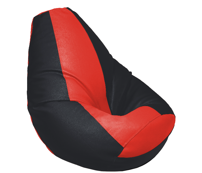 Komfort Factory STREDBLK-KG King Size Leatherette Bean Bag with Filling - Red and Black  - Zoom Image 4