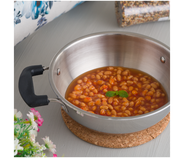 Insiya SVI-103 26cm 3.5  liters Platinum Cookware Triply Stainless Steel Kadai with Lid - Silver - Zoom Image 3