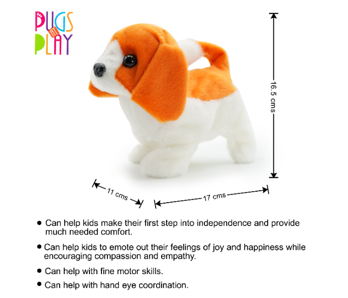 Pugs At Play ST-PAP03 Buddy Dog Toy for Kids - White and Brown - Zoom Image 3