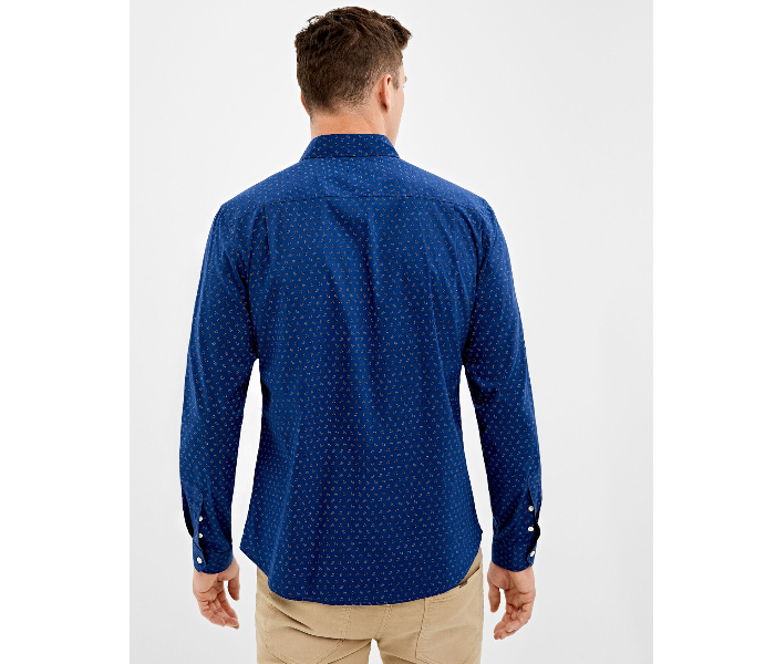 Springfield 151657414 XS Long Sleeve Stipped Business Shirt for Men - Medium Blue - Zoom Image 3