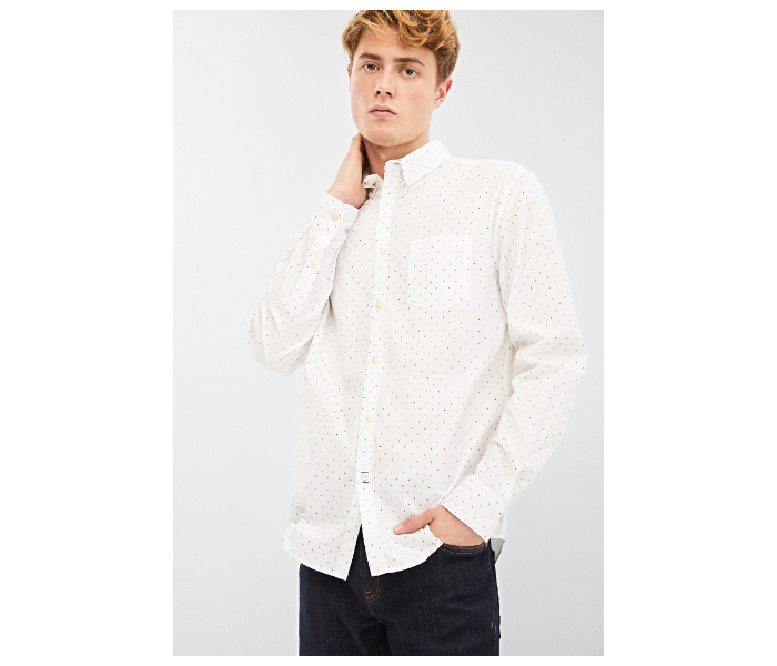 Springfield 028683499 Extra Small Mircoprint Long Sleeve Shirts for Men - White - Zoom Image 1