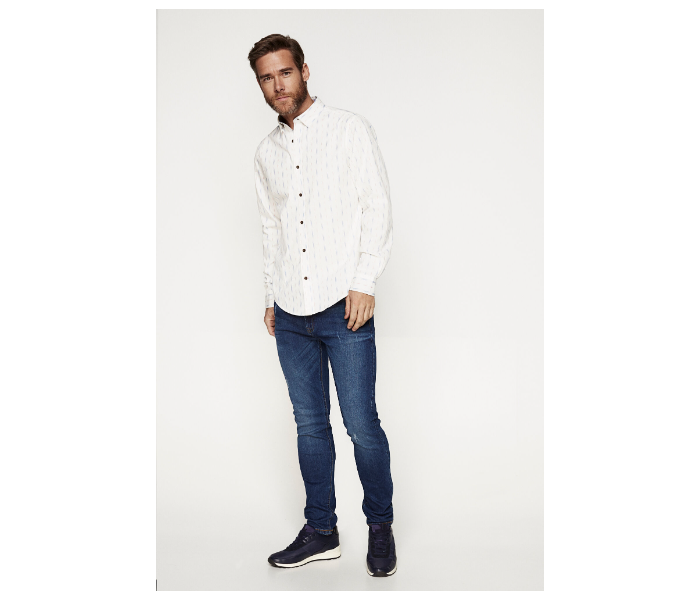 Springfield 028380013 Small Mircoprint Long Sleeve Shirts for Men - White - Zoom Image 1