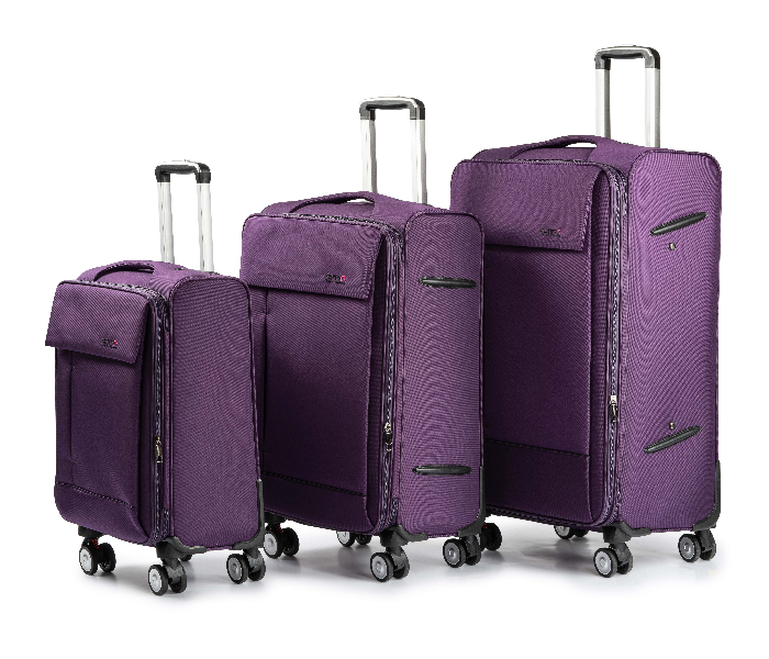 Kenza SV363 3 Piece Drift Softside Expandable Luggage Bag Set with Built-In TSA Lock and Spinner Wheels - Purple - Zoom Image 1