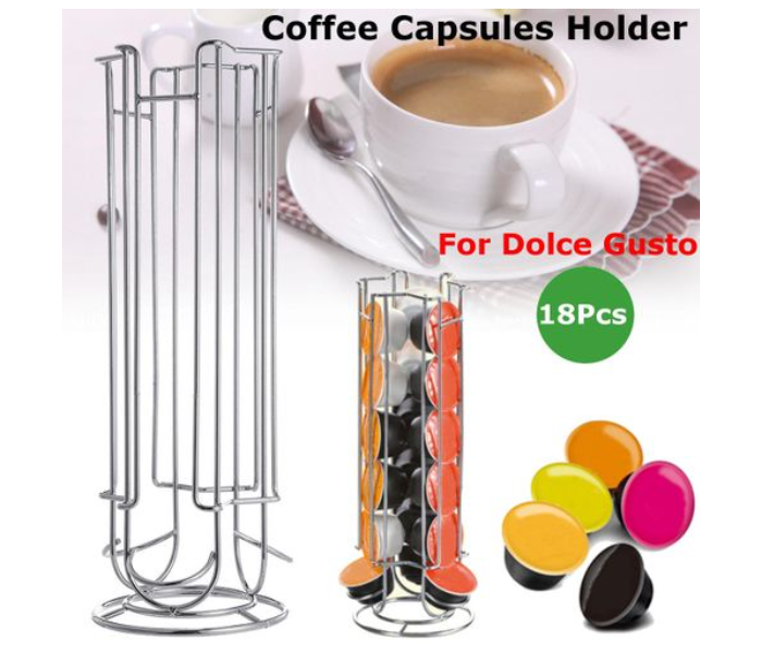 Coffee Capsules Metal Storage Rack for 18 Pieces Dolce Gusto Capsule - Silver - Zoom Image 1