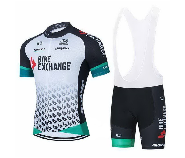 Bike Exchange Large Short Sleeve Road Bike Cycling Jersey - Black and White - Zoom Image